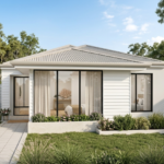 Front elevation of The Axis, a 3 bedroom 2 bathroom narrow lot home design for a 7.5m frontage