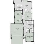 Floor plan of The Collective, a 4 bedroom 2 bathroom home design with a double garage, 10.5m frontage