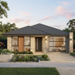 Front elevation of The Element, a 3 bedroom 2 bathroom narrow lot home design for a 7.5m frontage