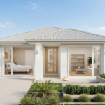 Front elevation of The Haven, a 3 bedroom 2 bathroom narrow lot home design for a 7.5m frontage