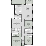 Floor plan of The Horizon, a 4 bedroom 2 bathroom home design with a double garage, 10m frontage