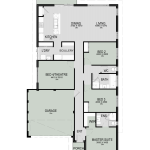 Floor plan of The Landmark, a 4 bedroom 2 bathroom home design with a double garage, 12.5m frontage