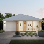 Front elevation of The Landmark, a 4 bedroom 2 bathroom home design for a 12.5m frontage