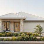 Front elevation of The Latitude, a 3 bedroom 2 bathroom home design for a 10m frontage
