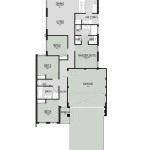 Floor plan of The Momentum, a 4 bedroom 2 bathroom home design with a double garage, 10.5m frontage