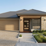 Front elevation of The Opal, a 3 bedroom 2 bathroom home design for a 10m frontage