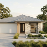 Front elevation of The Range, a 3 bedroom 2 bathroom home design for a 10m frontage