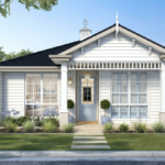 Front elevation of The Retreat, a 3 bedroom 2 bathroom narrow lot home design for a 7.5m frontage