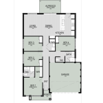 Floor plan of The Southern Cross, a 4 bedroom 2 bathroom home design with a double garage, 12.5m frontage