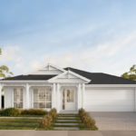 Front elevation of The Southern Cross, a 4 bedroom 2 bathroom home design for a 12.5m frontage