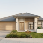 Front elevation of The Sovereign, a 3 bedroom 2 bathroom home design for a 10.5m frontage