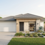 Front elevation of The Tides, a 3 bedroom 2 bathroom home design for a 10m frontage