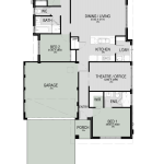 Floor plan of The Avon, a 4 bedroom 2 bathroom home design with a double garage, 12.5m frontage