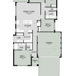 Floor plan of The Butler's Pantry, a 4 bedroom 2 bathroom home design with a double garage, 12.5m frontage