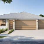 Front elevation of The Duplex, a 4 bedroom 3 bathroom home design for a 15m frontage