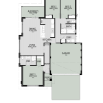 Floor plan of The Foreshore, a 3 bedroom 2 bathroom home design with a double garage, 12.5m frontage