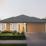 Front elevation of The Foreshore, a 3 bedroom 2 bathroom home design for a 12.5m frontage