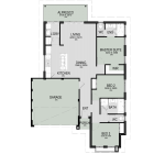 Floor plan of The Foundation Stone, a 3 bedroom 2 bathroom home design with a double garage, 12.5m frontage