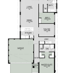 Floor plan of The Legacy Ridge, a 4 bedroom 2 bathroom home design with a double garage, 12.5m frontage