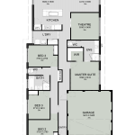 Floor plan of The Lookout, a 4 bedroom 2 bathroom home design with a double garage, 12.5m frontage