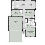 Floor plan of The Stillwater, a 3 bedroom 2 bathroom home design with a double garage, 12.5m frontage
