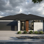Front elevation of The Stillwater, a 3 bedroom 2 bathroom home design for a 12.5m frontage
