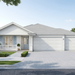 Front elevation of The Yield, a 5 bedroom 3 bathroom home design for a 15m frontage