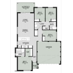 Floor plan of The Zenith, a 4 bedroom 2 bathroom home design with a double garage, 12.5m frontage