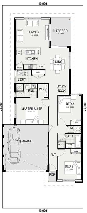 Floor plan of the 3 bedroom 2 bathroom home at 19 Thanander St, Southern River