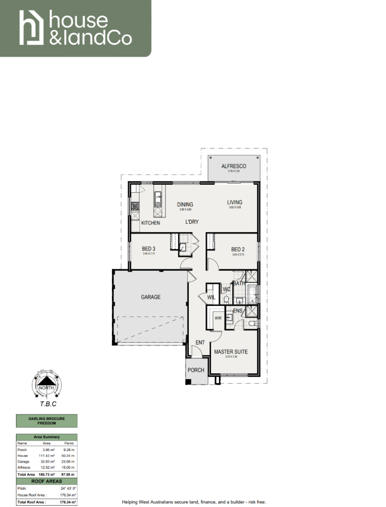 Floor plan of the 3 bedroom 2 bathroom home at Lot 1729 Aviator Road, Bullsbrook