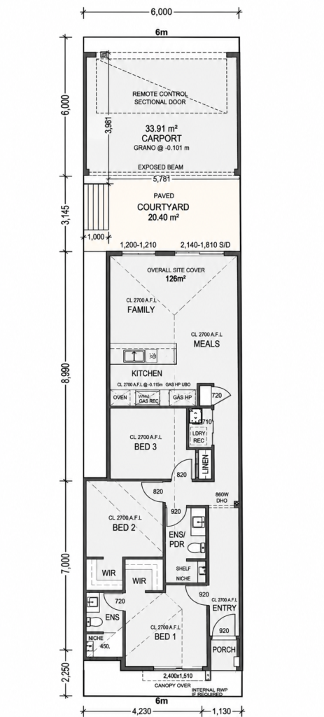 Floor plan of the 3 bedroom 2 bathroom home at Lot 243 Airfoil Crescent, Brabham