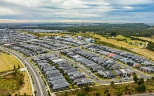 Aerial view of a newly developed housing estate