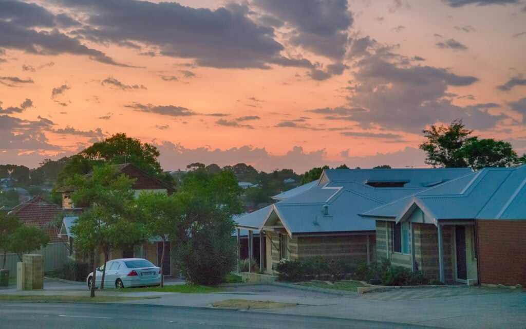 A new suburban home at dusk