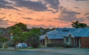 A new suburban home at dusk