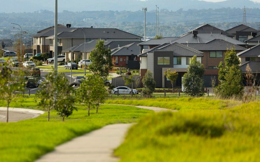 New homes backing onto parkland in a growing suburb