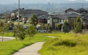 New homes backing onto parkland in a growing suburb